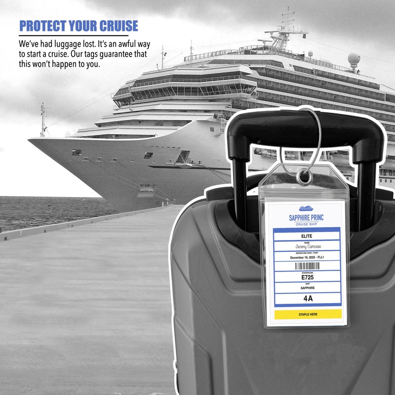 Cruise On Princess Cruise Luggage Tag Holder by Cruise On [4 Pack] Fits All Princess Ships & Tags, Cruise Essentials 2026 & 2027 - Clear Luggage Tags - Image 5